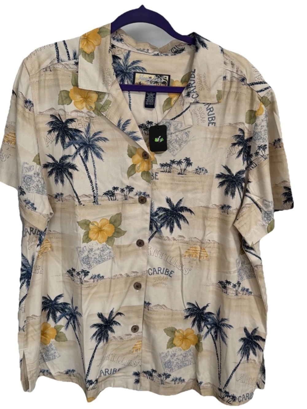 Havana Jack's Cafe Men 1X AOP Floral Tropical Rayon Short Sleeve Button-Up AA-18